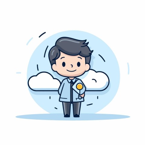 Doctor and cloud. Medical concept. Vector illustration in flat s