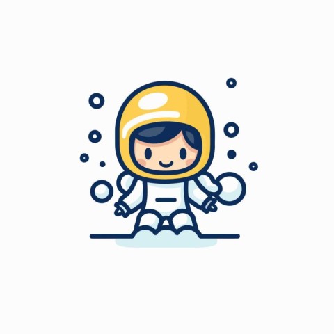 Astronaut boy in space suit. Vector illustration. flat design