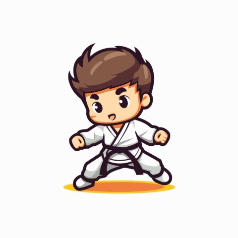 Taekwondo Boy Cartoon Mascot Character Vector Illustration