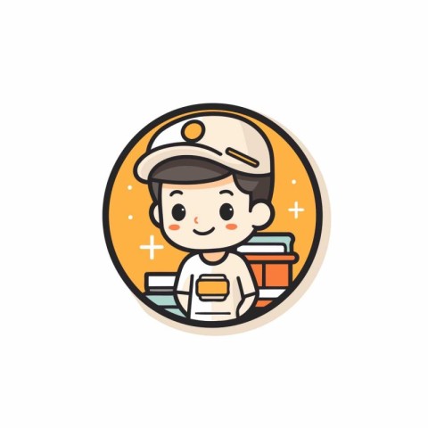 Cute cartoon character of a chef in a cap and uniform. Vector il