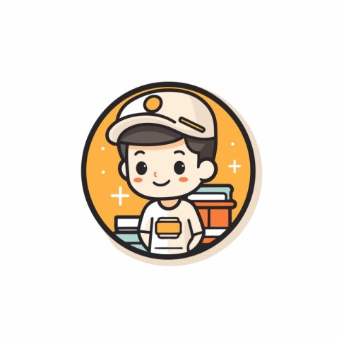 Cute cartoon character of a chef in a cap and uniform. Vector il