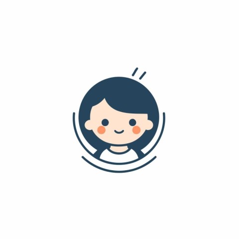 Cute Girl Face Icon Logo Design Element. Cute Smiling Kid Face L