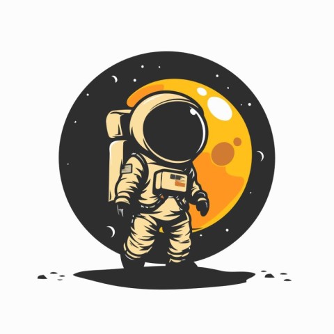 Astronaut in space. Astronaut on the background of the moon. Vec