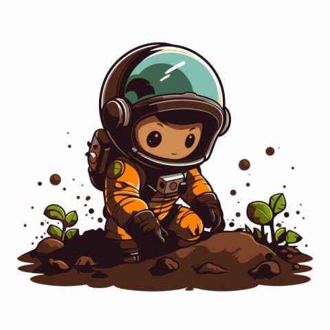 Astronaut in spacesuit exploring the earth. Vector illustration.