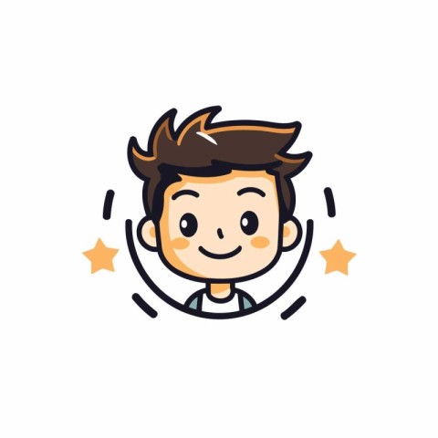 Boy Smiling Face Emotion Icon Logo Design Element Vector Illustr