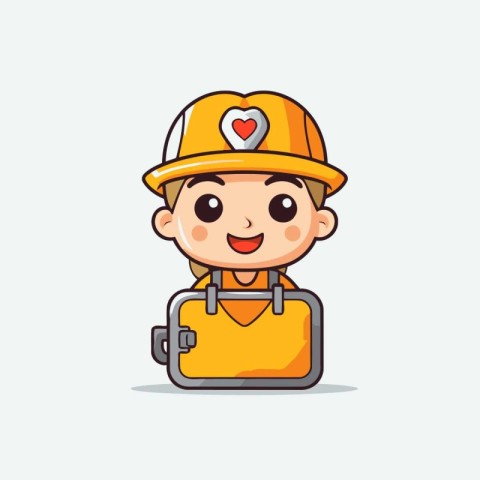 Cute Fireman - Mascot Cartoon Character Illustration Design