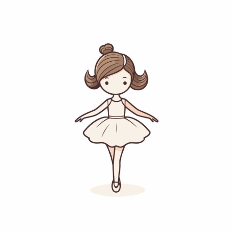 Ballerina in a white tutu. Hand drawn vector illustration.