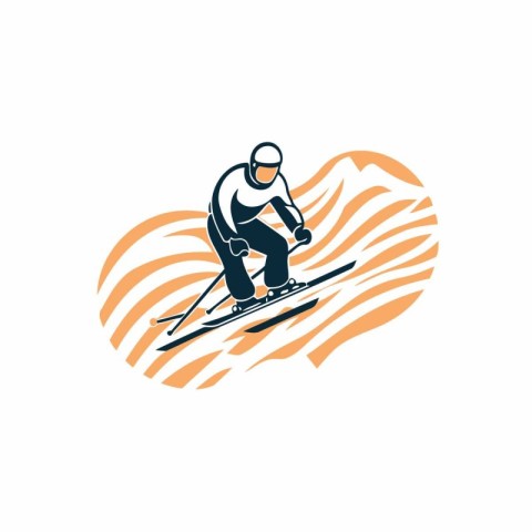 Skiing logo template. Vector illustration of a snowboarder