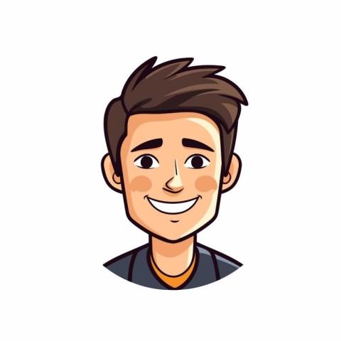 Vector illustration of a smiling young man face isolated on whit