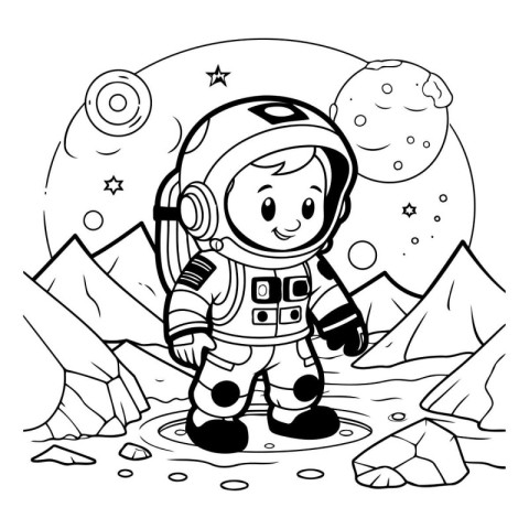 Astronaut in a puddle - Coloring book for children