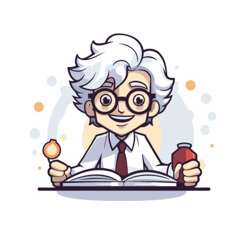 Cartoon teacher with book. Vector illustration in a flat style.