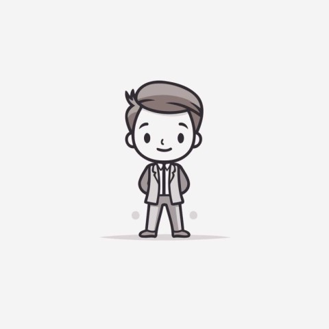 Businessman standing and smiling. Vector illustration in flat de