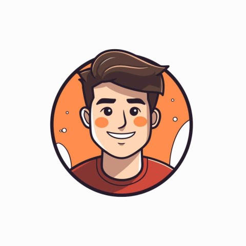 Vector cartoon illustration of a young man smiling and looking i