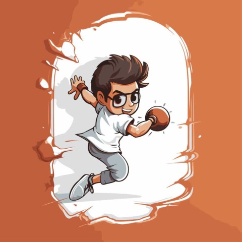 Boy playing cricket. Vector illustration of a young boy playing