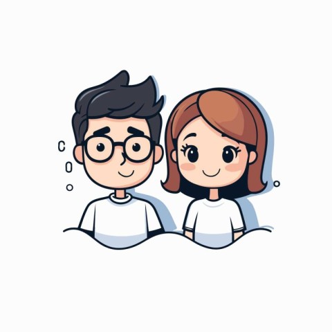 cute couple together with hairstyle and casual wear. vector illu