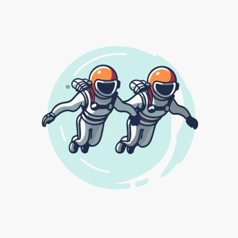 Astronaut flying in space. vector illustration. Flat design styl