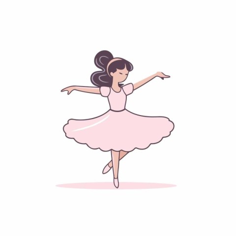 Cute ballerina in a pink tutu. Vector illustration.