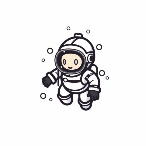 Astronaut cartoon vector illustration on white background. Vecto