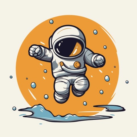 Astronaut flying in the outer space. Cartoon vector illustration