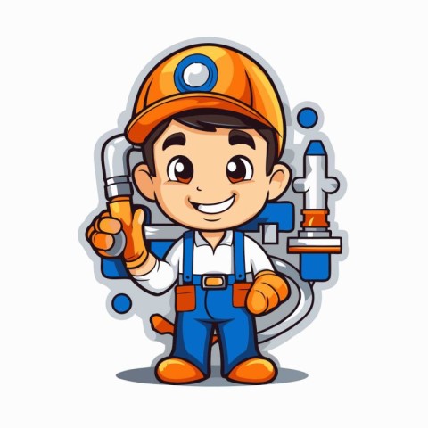 Plumber character cartoon isolated on a white background vector