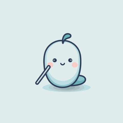 Cute Kawaii Mango Fruit Character. Vector Illustration.