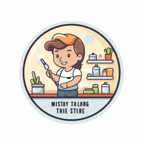 Hairdresser in apron. Vector illustration in flat style