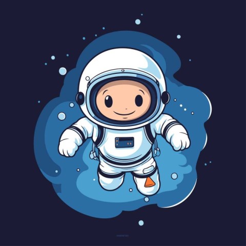 Cute cartoon astronaut in outer space. Vector illustration for y