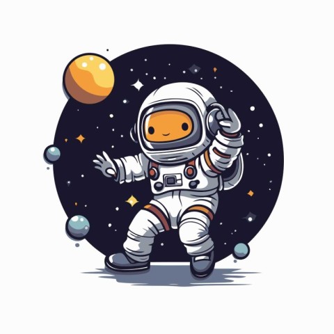 Astronaut in outer space. Vector illustration on white backgroun