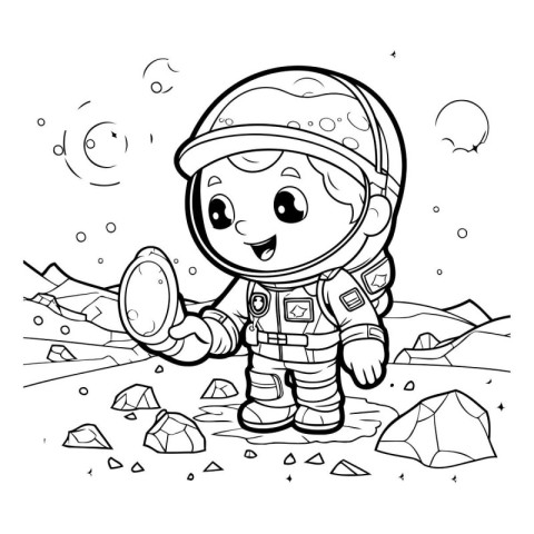 Coloring Page Outline Of cartoon astronaut. Vector illustration