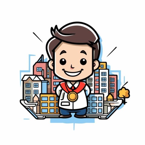 Vector - Businessman Cartoon Character - City Life Concept Illus