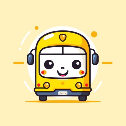 Cute school bus character. Vector illustration in flat cartoon s