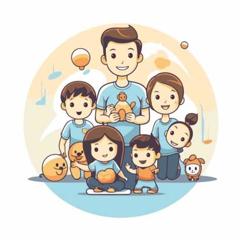 Happy family. Father. mother and children. Vector illustration i