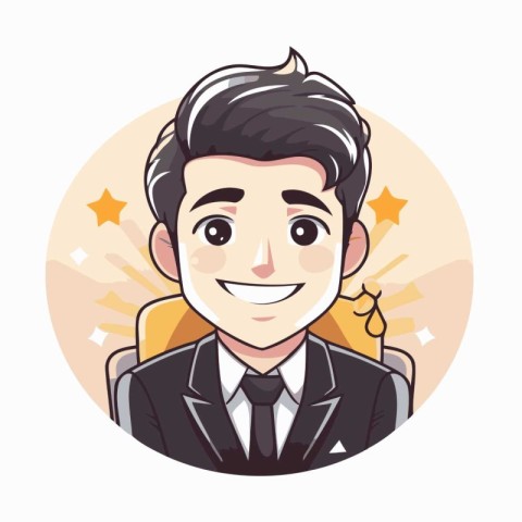 Businessman cartoon round icon. Vector illustration in a flat st