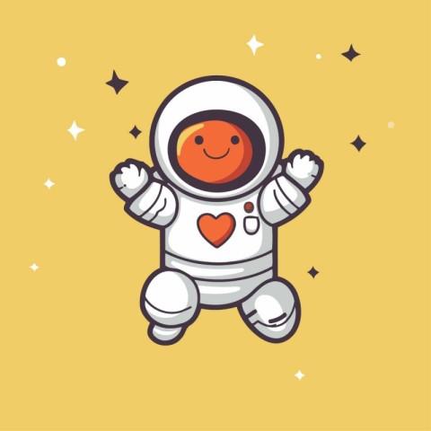 Cute cartoon astronaut in space. Vector illustration for your de