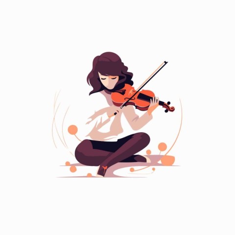 Girl playing violin. Cute vector illustration in flat cartoon st