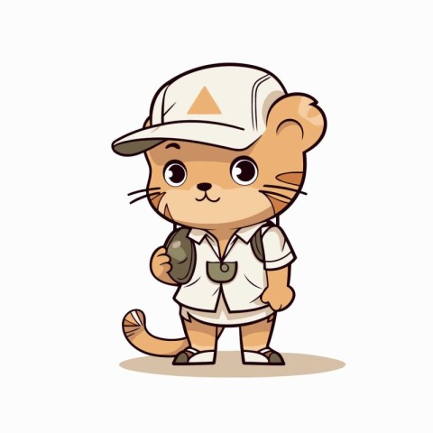 Cute beaver in a baseball cap and uniform. vector illustration