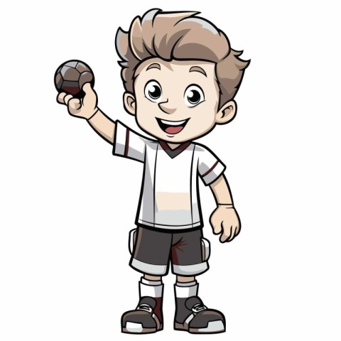 Cute boy playing baseball. Vector clip art illustration isolated