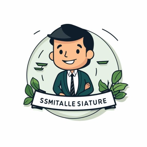 Satisfaction Guarantee - Businessman Smiling Cartoon Vector Illu