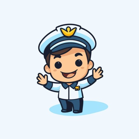 Cute Sailor Boy Cartoon Mascot Character Vector Illustration Des