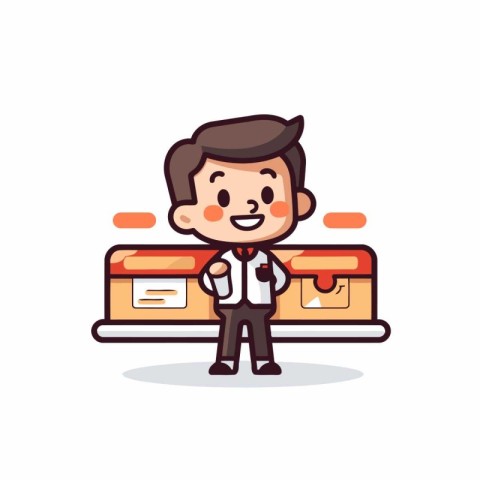 Businessman with briefcase. Vector illustration in flat design s