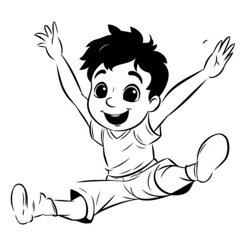 Happy little boy jumping isolated on a white background. Vector