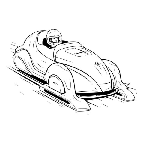 Sketch of a racing car on a track. Vector illustration