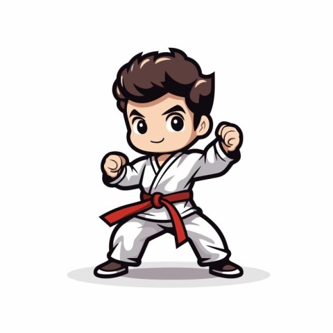 Taekwondo - Cute Cartoon Character Vector Illustration.