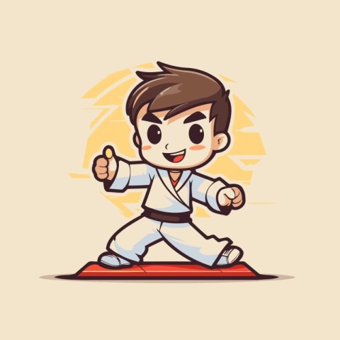 Karate boy cartoon vector illustration. Cartoon karate boy chara