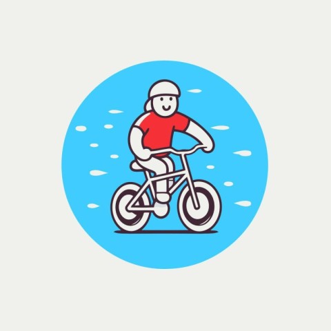 Cyclist riding bike. Vector illustration in flat style. Outline