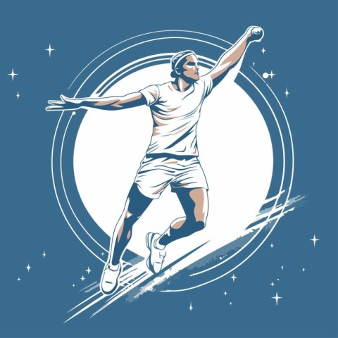 Handball player in action. Ballerina. Vector illustration.