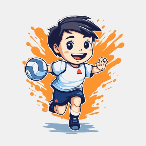 Little boy playing soccer. Vector illustration of a little boy p