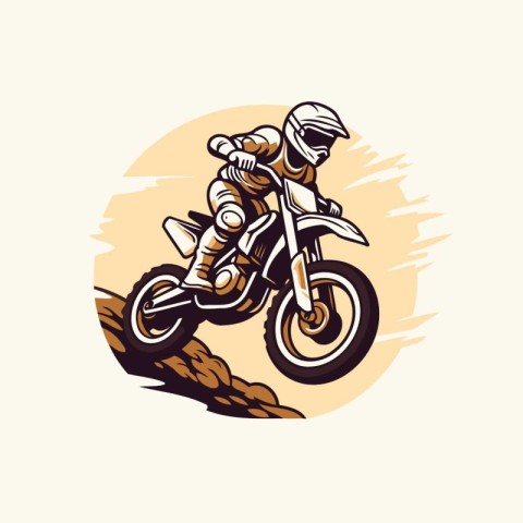 Motocross rider with helmet on a motorcycle. Vector illustration