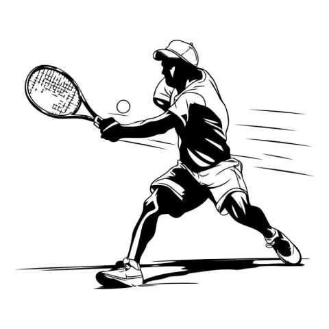 Tennis player in action. Vector illustration of a tennis player.