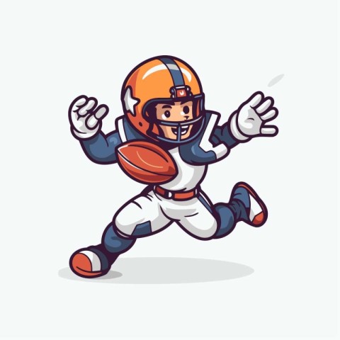 American football player running. vector cartoon illustration is